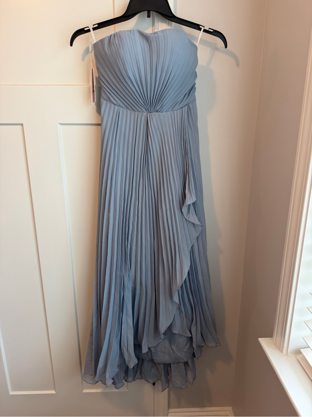 Strapless Pleated Chiffon Maxi Dress - Soft Grey